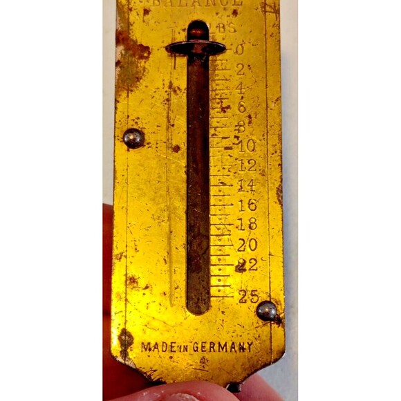 Vintage 25lbs Pocket Balance Hanging Metal Fishing Scale Made In Germany-Fish - Picture 4 of 7